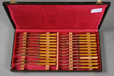 many knives in a case on the table