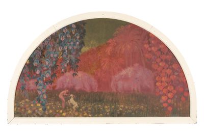 une image représentant un tableau où l'on voit une personne dans un champ de fleurs