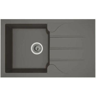 a close up of a kitchen sink with a drain in it