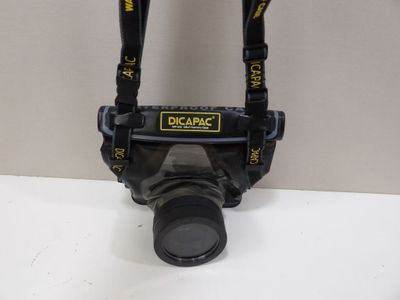 the camera strap is attached to the back of the camera