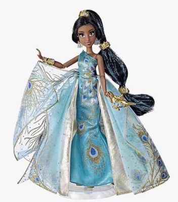 Poupée de la princesse Jasmine de Disney avec une robe bleue et des accessoires dorés
