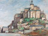 a painting of a castle on top of a hill