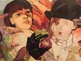 a painting of a man and a woman holding apples
