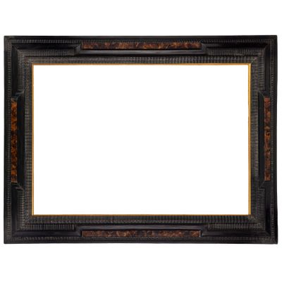 un cadre photo noir avec une bordure dorée sur fond blanc