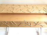 a wooden table with a drawer on top of it