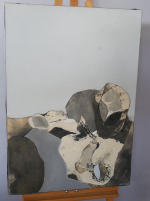 peinture sur chevalet représentant un homme et une femme