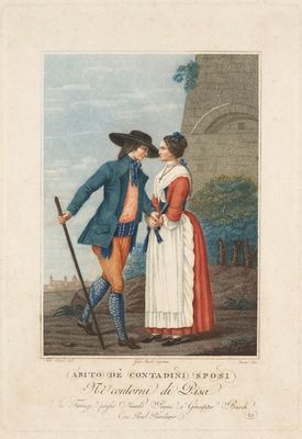 une vieille photo d'un homme et d'une femme se tenant l'un à côté de l'autre