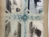four pictures of a woman and a dog in a picture book