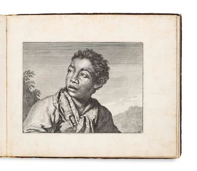 an old book with a drawing of a man in a scarf