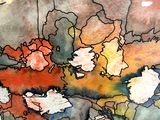 a watercolor painting of a bunch of flowers in a vase