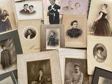 several old black and white photographs of people on a bed