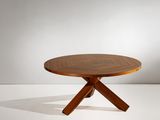 une image représentant une table en bois avec deux pieds croisés