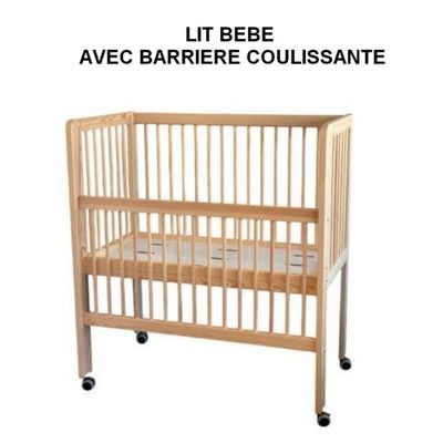 Lit crèche à roulettes avec barrière amovible de marque HABA…