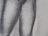 drawing of a female figure in a black and white pose
