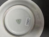 a white plate with a green triangle on it