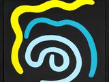 a painting of a spiral design on a black background