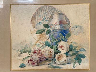 B. FERDINAND (XXème sièle). Nature morte aux pommes et aux o…