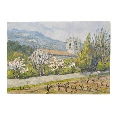 une image représentant un tableau d'une église dans un champ