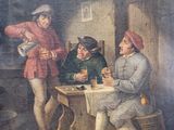 a painting of a group of men sitting around a table