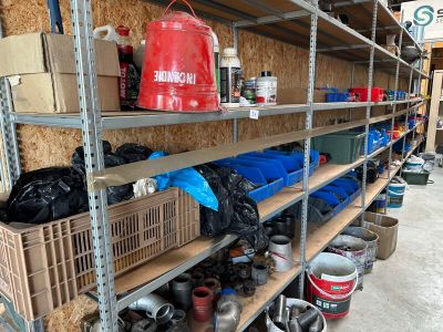 a shelf with many different types of items on it