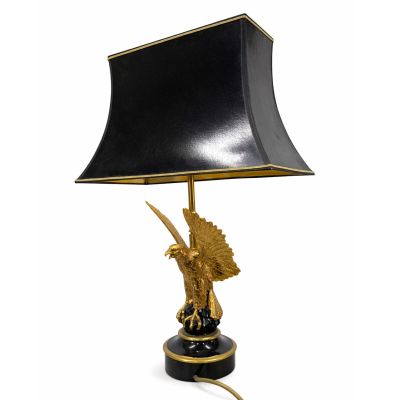 Lampe en bronze à décor d'un aigle doré, travail années 1980…