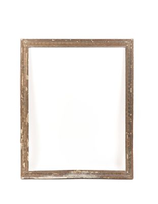 an old wooden frame with a white background