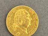a close up of a gold coin on a gray surface