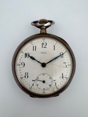 une vieille montre de poche accrochée au mur