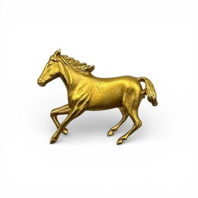 Broche cheval en or jaune (750). - Photo 1