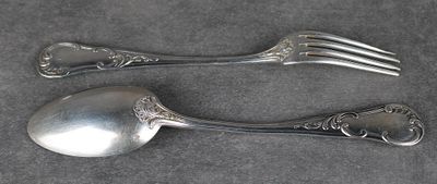 Couvert à entremets en argent (Minerve) de style Louis XV à … - Photo 1