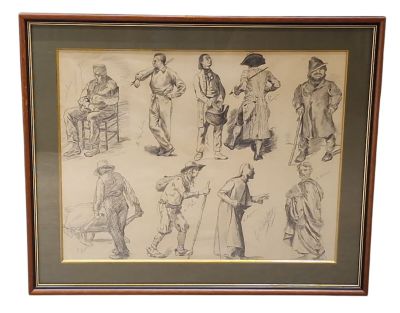 Charles CHAPELIN, Suite de 4 pièces encadrées représentant d…