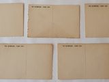 six old postcards of different sizes and colors on a sheet of paper