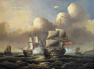 École anglaise XIXème siècle, Bataille de Trafalgar, avec un…