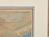a picture of a painting of a boat on the water