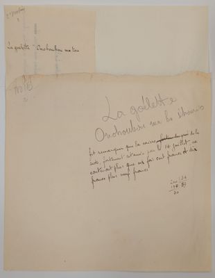 une feuille de papier sur laquelle figurent des notes manuscrites, posée sur une table