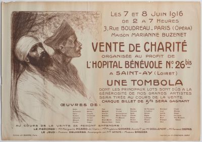 une vieille affiche représentant une femme portant un turban sur la tête