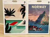 two posters of norway and norway on the wall