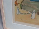 a picture of a painting of a boat on the water