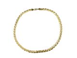 a gold bracelet with a braid design on a white background