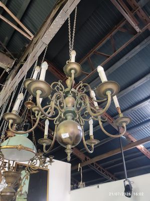 a chandelier hanging from the ceiling of a building