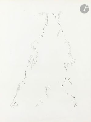 un dessin en noir et blanc représentant une montagne sur une feuille blanche
