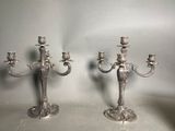 pair of antique silver plated candelabs with candles
