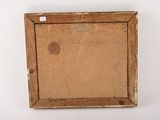 an old wooden picture frame with a white background and a brown background