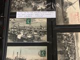 several black and white photos of a group of people on a boat