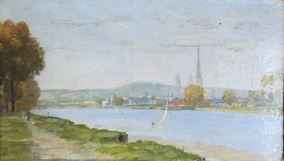 Léon Jules LEMAITRE (1850-1905) "Gribanes sur la Seine vue d… - Photo 1