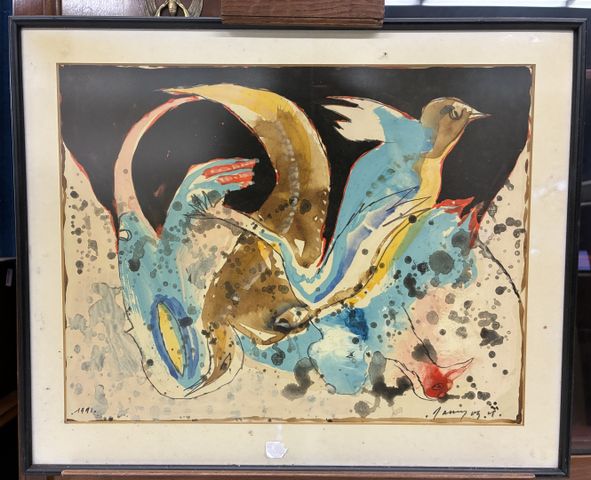 Yvan DAUMAS (1943-2021) « L’oiseau ». Technique mixte. Signé en b