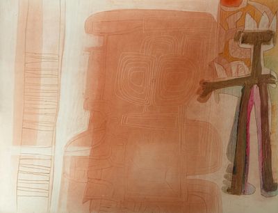 un dessin représentant un homme debout près d'un mur