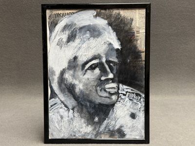 Portrait d'homme. technique mixte, signée en bas à droite.