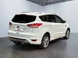 the rear end of a white ford escape parked in a garage