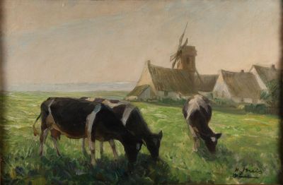 Heinz THEIS (1894-1899) Vaches au pâturage Huile sur toile, …